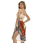 Japanese Tiger Tattoo Print Cross Back Cami Dress