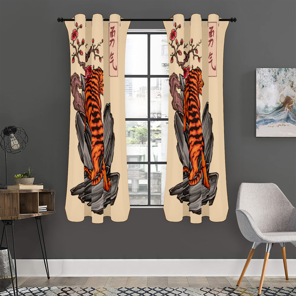 Japanese Tiger Tattoo Print Curtain