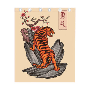 Japanese Tiger Tattoo Print Curtain