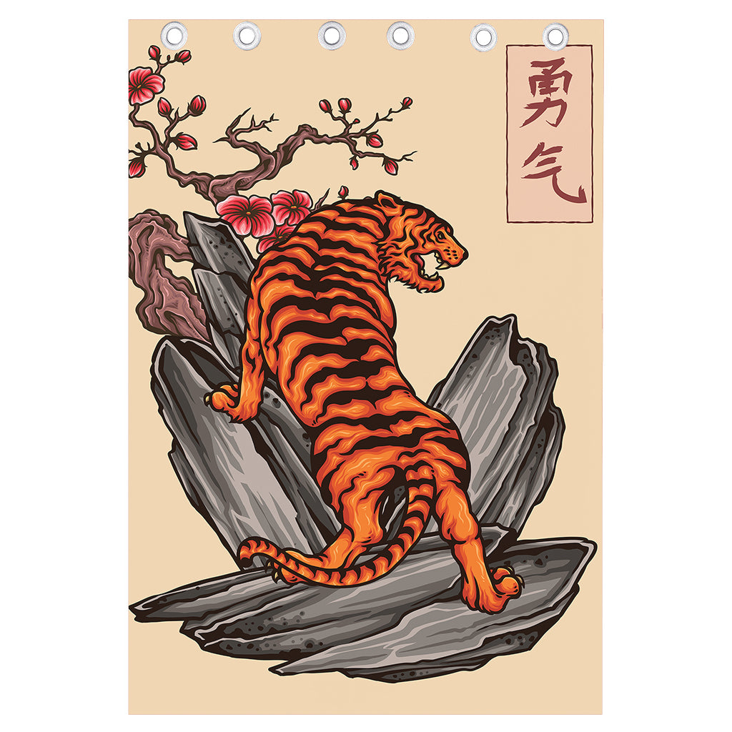 Japanese Tiger Tattoo Print Curtain