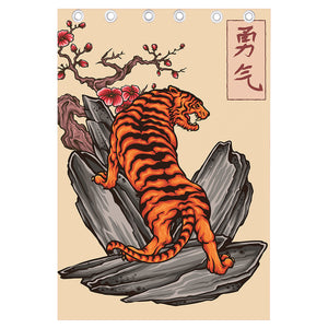 Japanese Tiger Tattoo Print Curtain