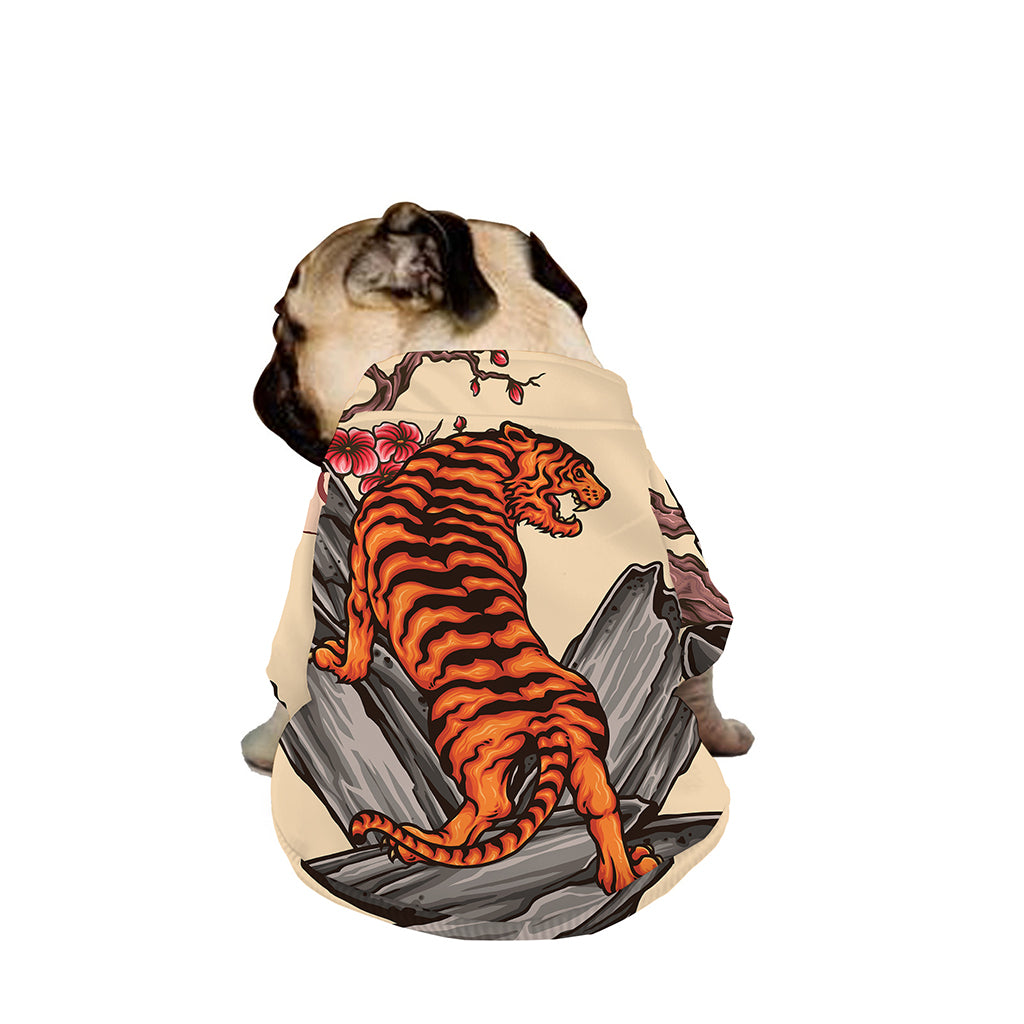 Japanese Tiger Tattoo Print Dog Zip Up Jacket