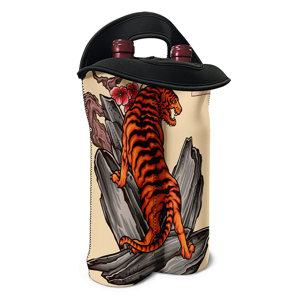 Japanese Tiger Tattoo Print Double Neoprene Wine Tote