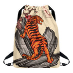 Japanese Tiger Tattoo Print Drawstring Backpack