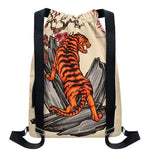 Japanese Tiger Tattoo Print Drawstring Backpack