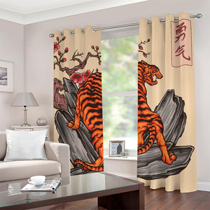 Japanese Tiger Tattoo Print Grommet Curtains