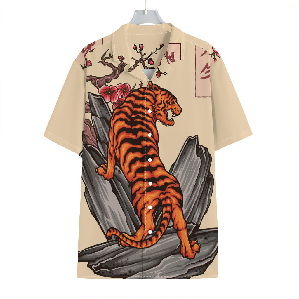 Japanese Tiger Tattoo Print Hawaiian Shirt