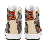 Japanese Tiger Tattoo Print High Top Leather Sneakers