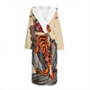 Japanese Tiger Tattoo Print Hooded Bathrobe