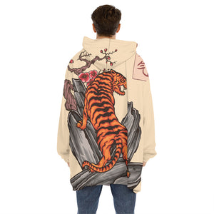 Japanese Tiger Tattoo Print Hoodie Blanket