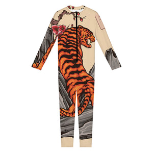 Japanese Tiger Tattoo Print Jumpsuit