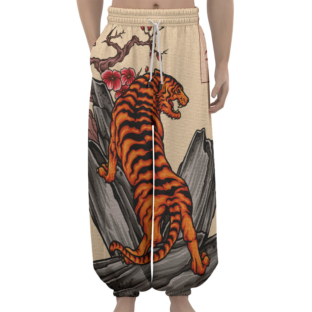 Japanese Tiger Tattoo Print Lantern Pants