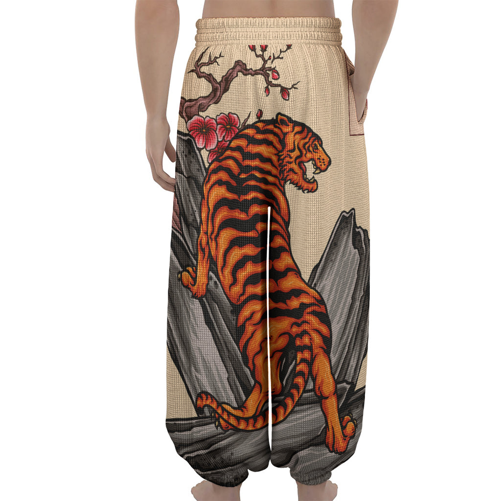 Japanese Tiger Tattoo Print Lantern Pants