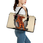 Japanese Tiger Tattoo Print Leather Duffle Bag