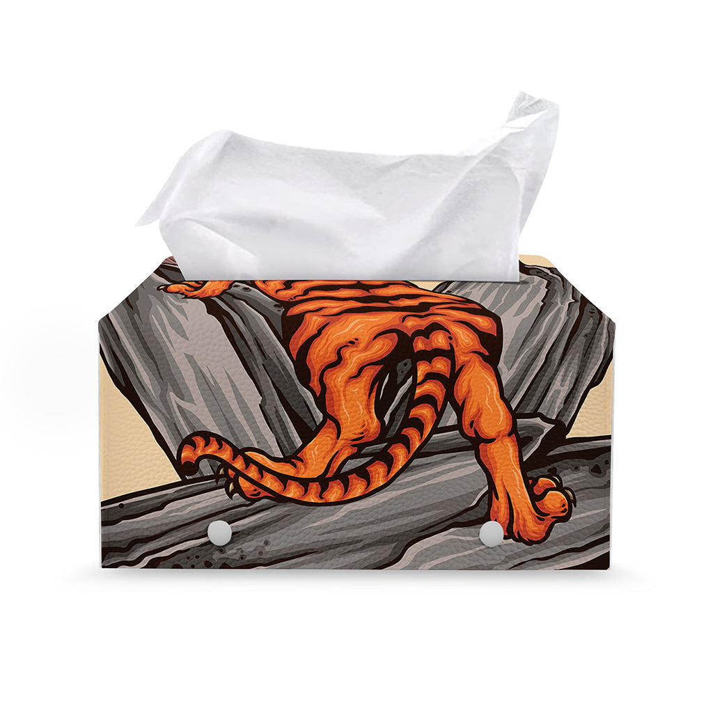 Japanese Tiger Tattoo Print Leather Tissue Box Cover