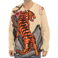 Japanese Tiger Tattoo Print Long Sleeve Baseball Jersey