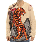 Japanese Tiger Tattoo Print Long Sleeve Baseball Jersey