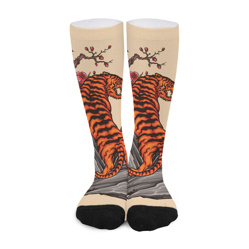 Japanese Tiger Tattoo Print Long Socks