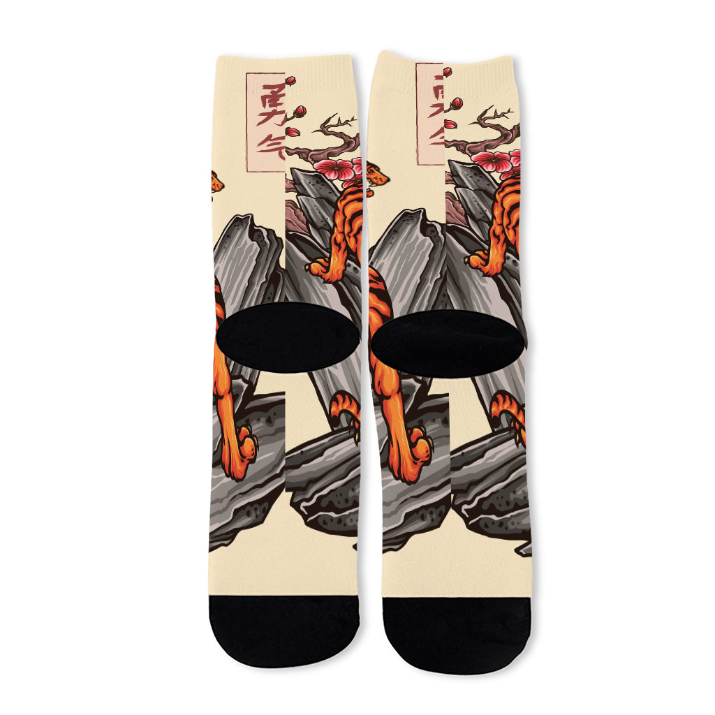 Japanese Tiger Tattoo Print Long Socks