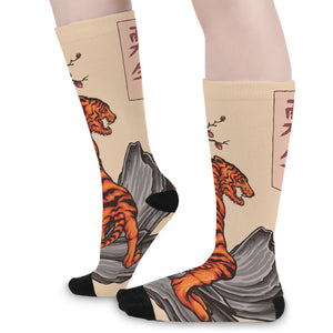 Japanese Tiger Tattoo Print Long Socks