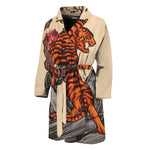 Japanese Tiger Tattoo Print Men's Bathrobe