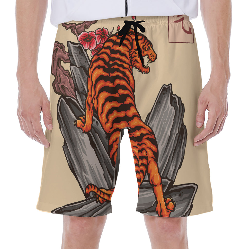 Japanese Tiger Tattoo Print Men's Beach Shorts