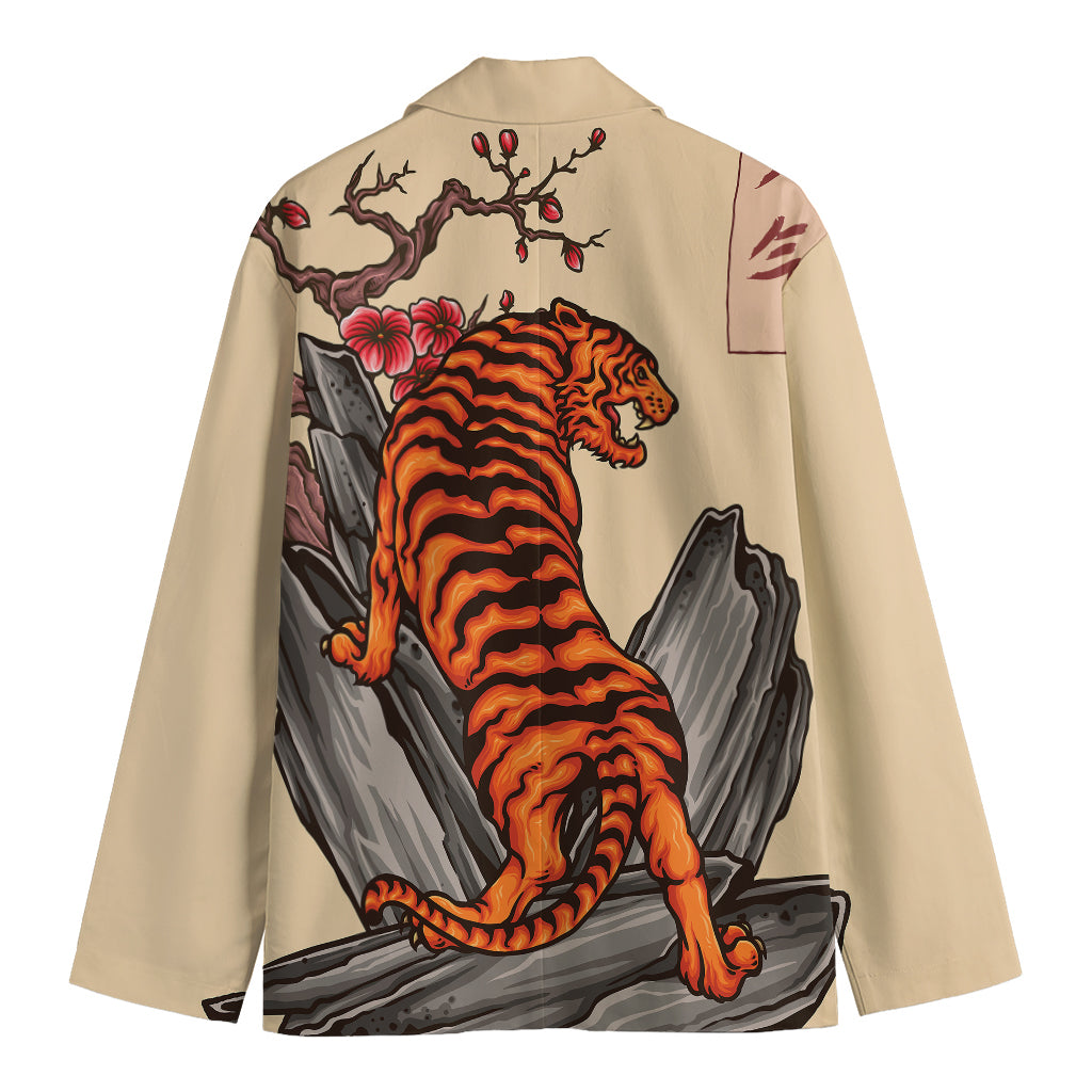 Japanese Tiger Tattoo Print Men's Blazer