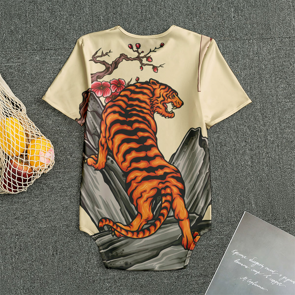 Japanese Tiger Tattoo Print Men's Bodysuit