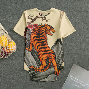 Japanese Tiger Tattoo Print Men's Bodysuit