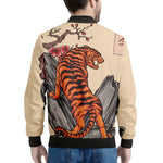 Japanese Tiger Tattoo Print Men's Bomber Jacket