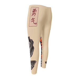 Japanese Tiger Tattoo Print Men's Compression Pants