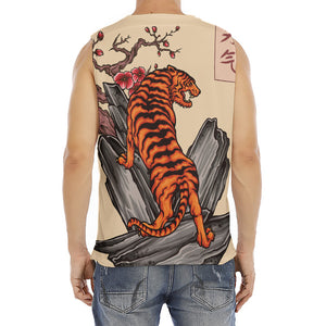 Japanese Tiger Tattoo Print Men's Fitness Tank Top