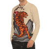 Japanese Tiger Tattoo Print Men's Long Sleeve Rash Guard