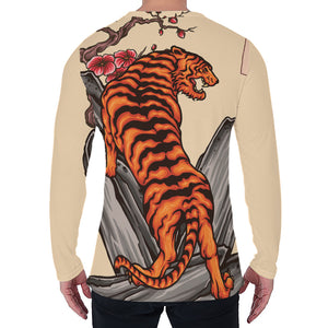 Japanese Tiger Tattoo Print Men's Long Sleeve T-Shirt