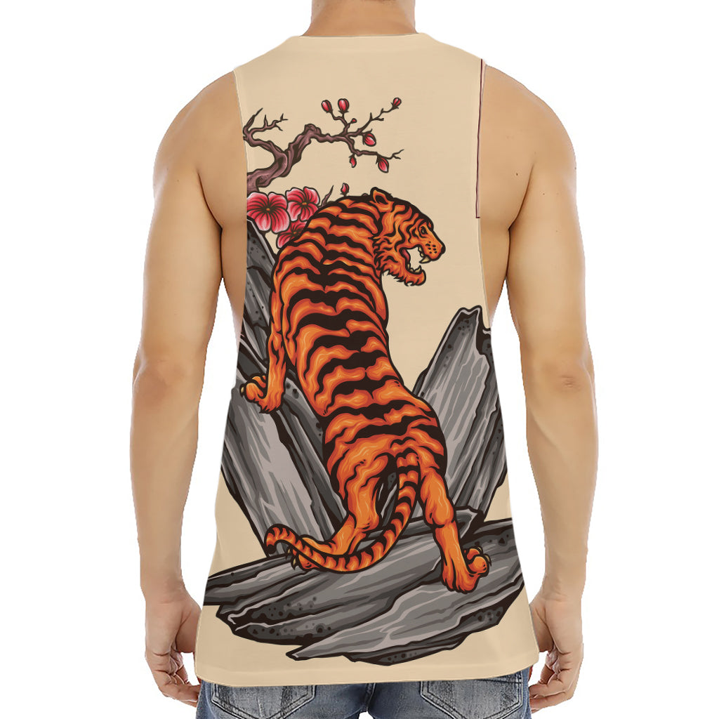 Japanese Tiger Tattoo Print Men's Muscle Tank Top