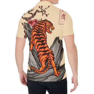 Japanese Tiger Tattoo Print Men's Shirt