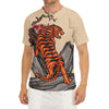 Japanese Tiger Tattoo Print Men's Short Sleeve Rash Guard