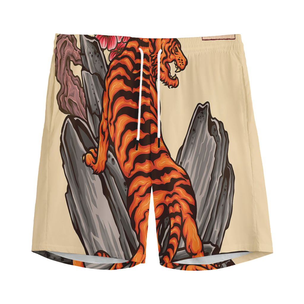 Japanese Tiger Tattoo Print Men's Sports Shorts