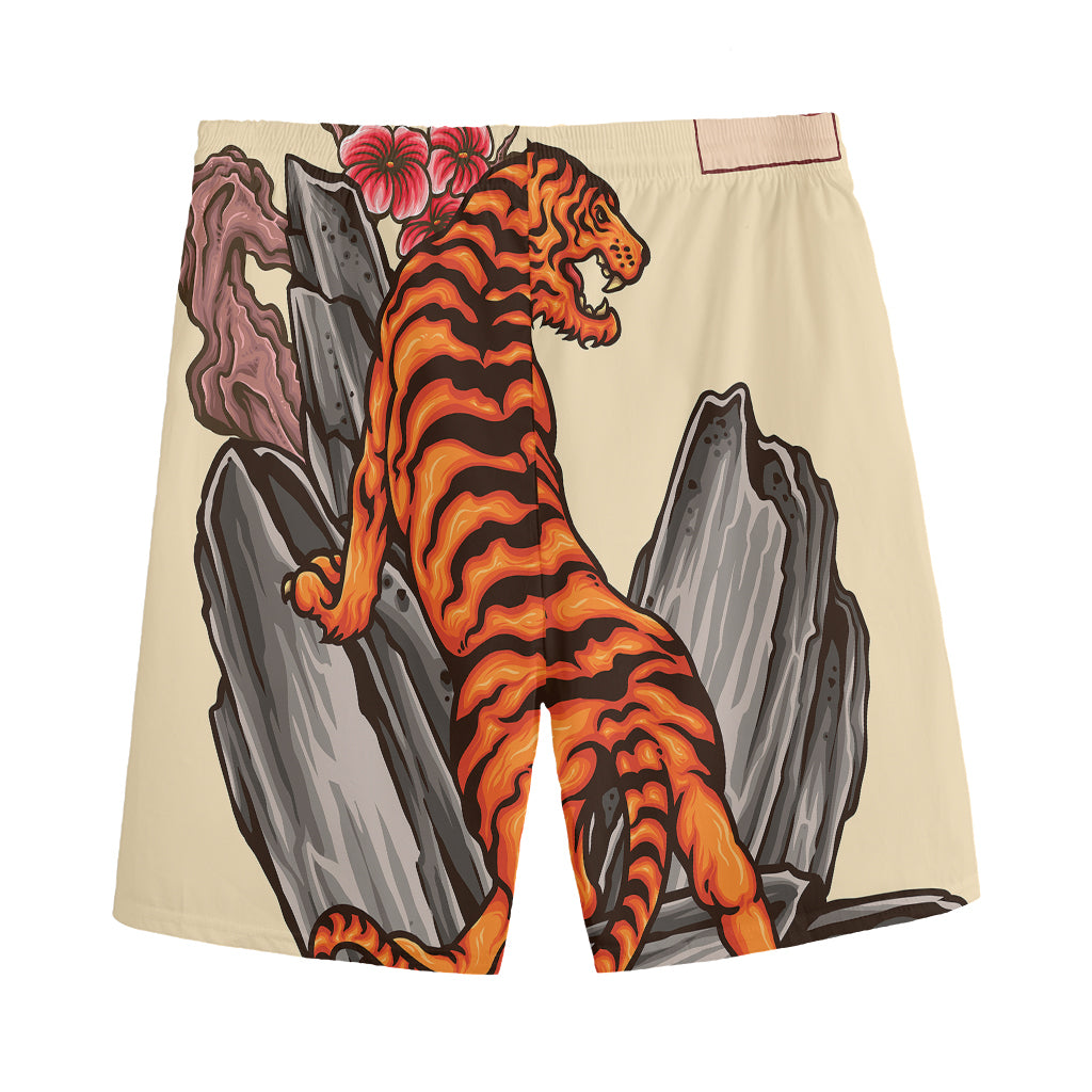 Japanese Tiger Tattoo Print Men's Sports Shorts