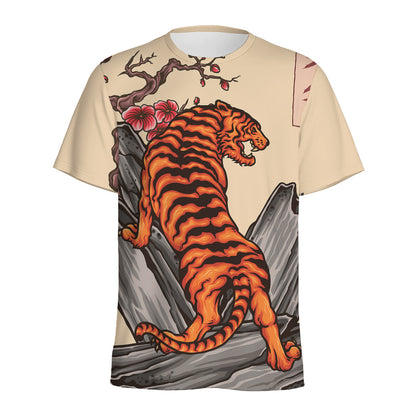 Japanese Tiger Tattoo Print Men's Sports T-Shirt