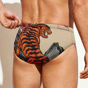 Japanese Tiger Tattoo Print Men's Swim Briefs