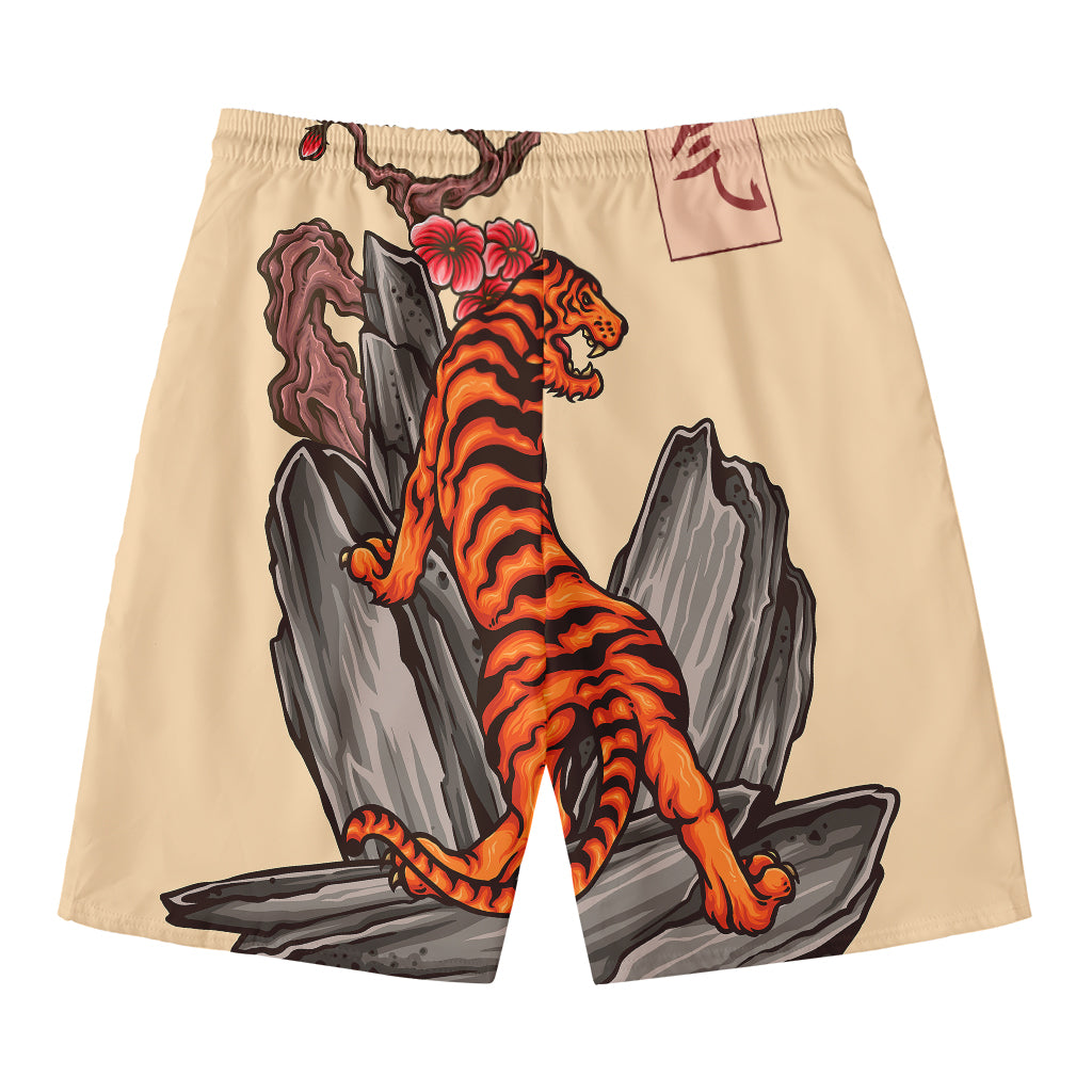 Japanese Tiger Tattoo Print Men's Swim Trunks