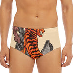 Japanese Tiger Tattoo Print Men's Triangle Swim Briefs