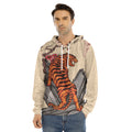 Japanese Tiger Tattoo Print Men's Velvet Pullover Hoodie