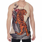 Japanese Tiger Tattoo Print Men's Velvet Tank Top