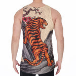 Japanese Tiger Tattoo Print Men's Velvet Tank Top