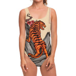 Japanese Tiger Tattoo Print One Piece Swimsuit