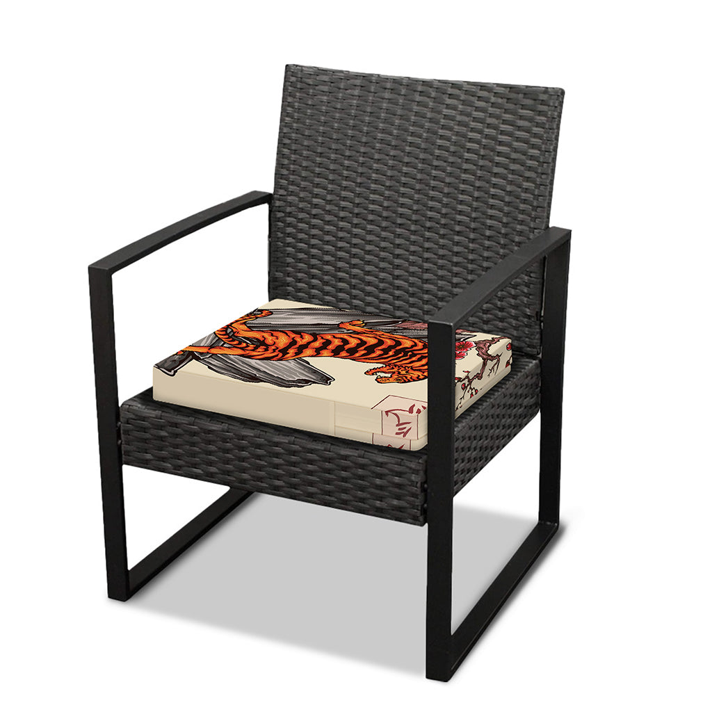 Japanese Tiger Tattoo Print Outdoor Seat Cushion Cover