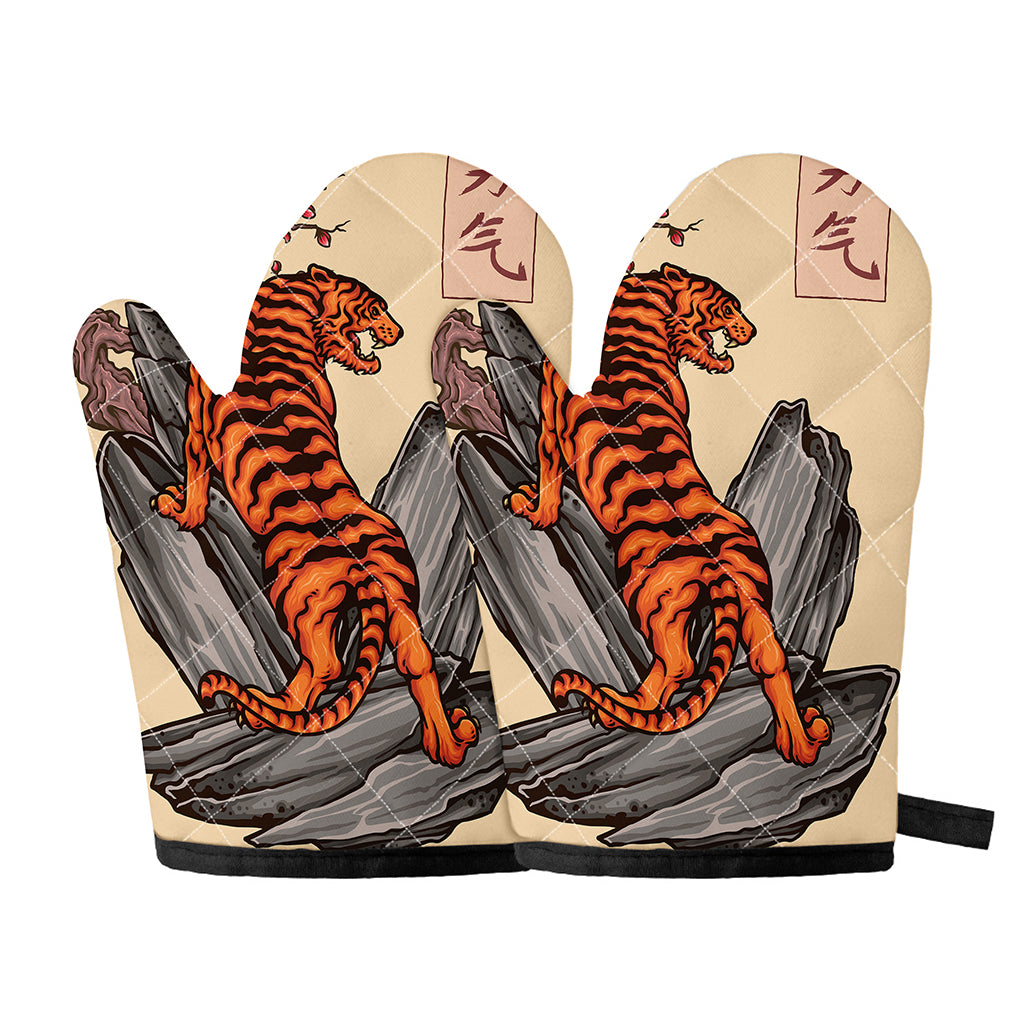 Japanese Tiger Tattoo Print Oven Mitts