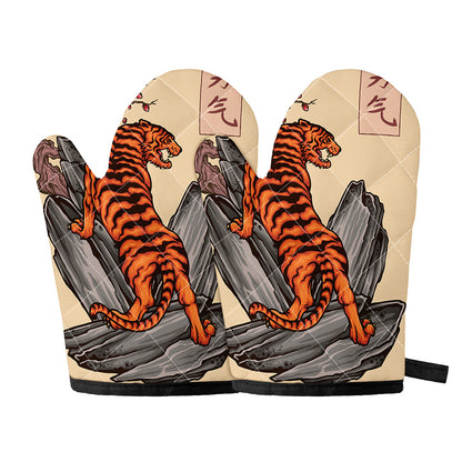 Japanese Tiger Tattoo Print Oven Mitts